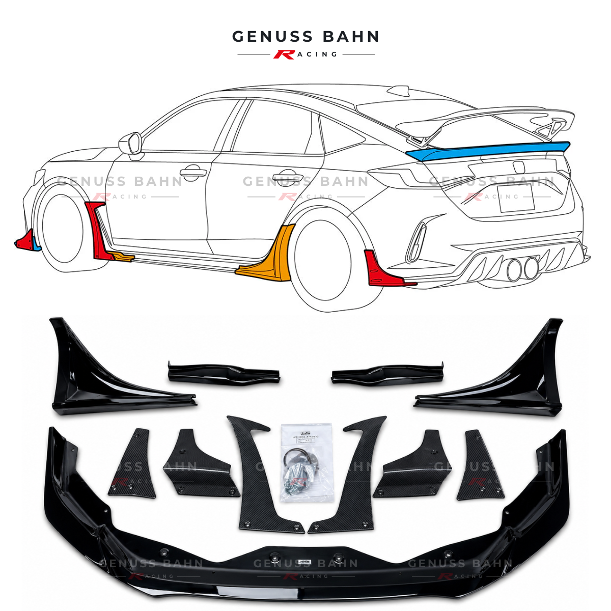 HKS Type-S Body Kit For Honda Civic Type R FL5 (2023+) (Without Rear Wing and Duck Tail), image 3 of 11