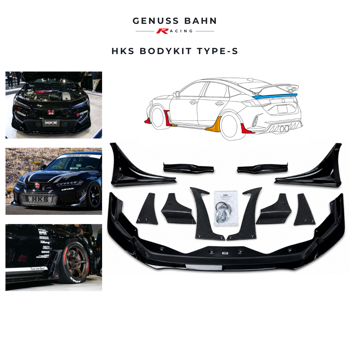 HKS Type-S Body Kit For Honda Civic Type R FL5 (2023+) (Without Rear Wing and Duck Tail), image 1 of 11