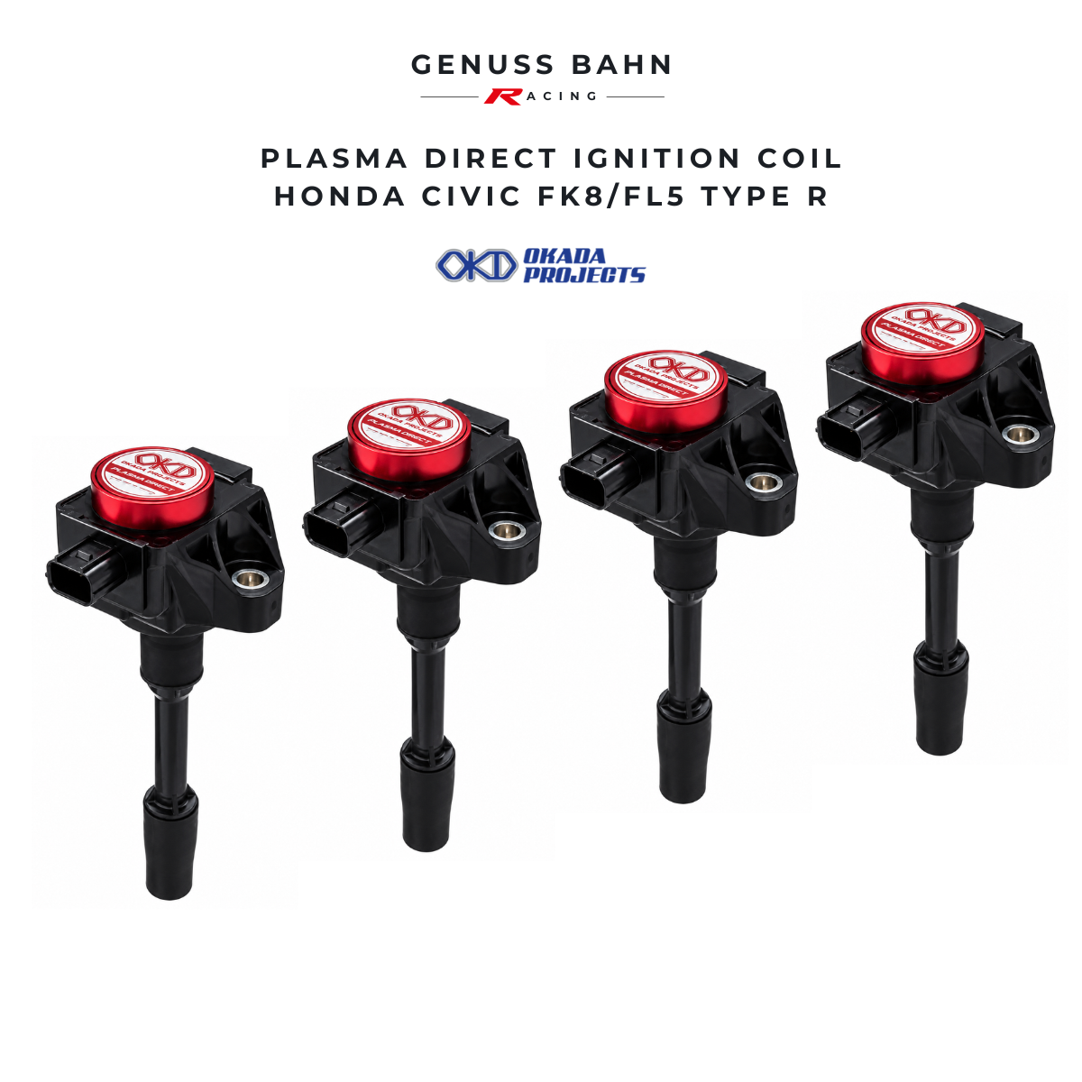 Okada Projects Plasma Direct Ignition Coils For Honda Civic Type R FK8/FL5 (2017+), image 1 of 4